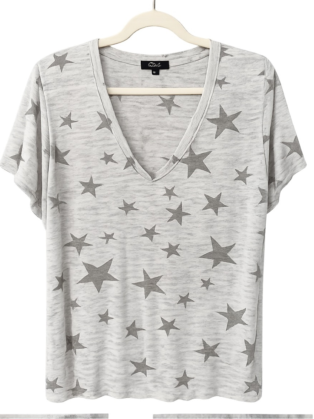 Rails Cara Star Print Linen Blend V-Neck Tee - Size L